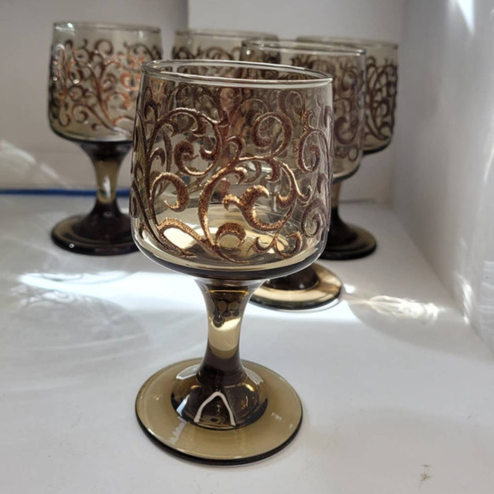 Vintage Libbey Empire Scroll Prado 2 A Pair‎ Sherry Goblet Drinkware Stemware